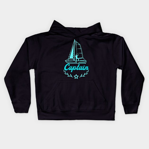 Captain Sailing Ship Sailboat Kids Hoodie by Foxxy Merch